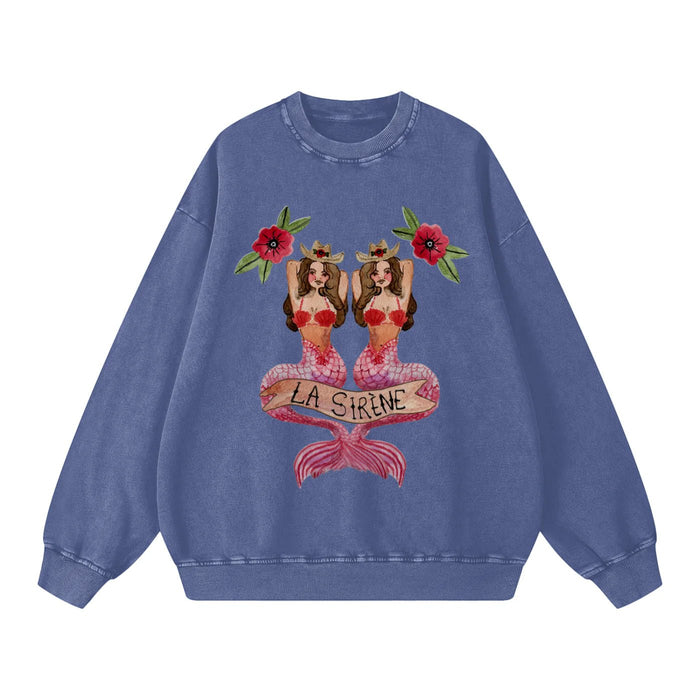 La Sirene Acid Wash Crew Neck - Blue - Sare StoreMaku The LabelSweatshirts