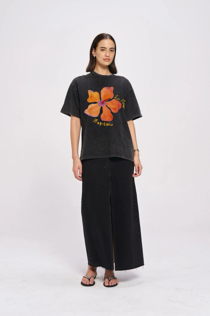 Le Fleur Tropical - Acid Wash Oversize T-shirt - Black - Sare StoreMaku The LabelT-shirt