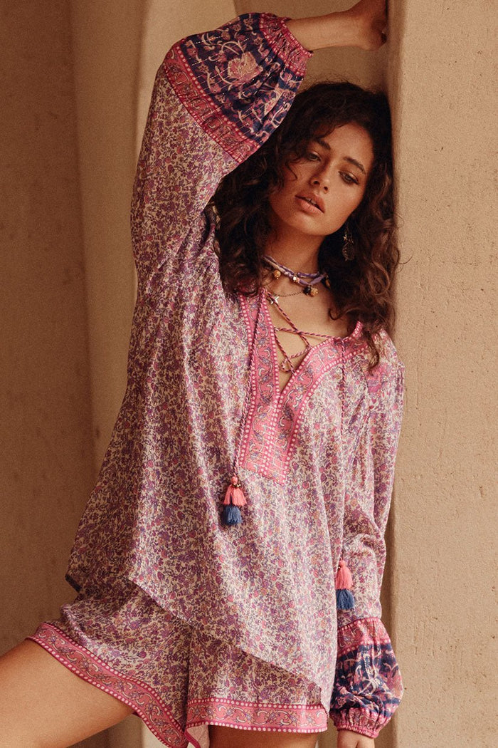 Little Bird Lace Up Blouse - Berry - Sare StoreSPELLBlouse