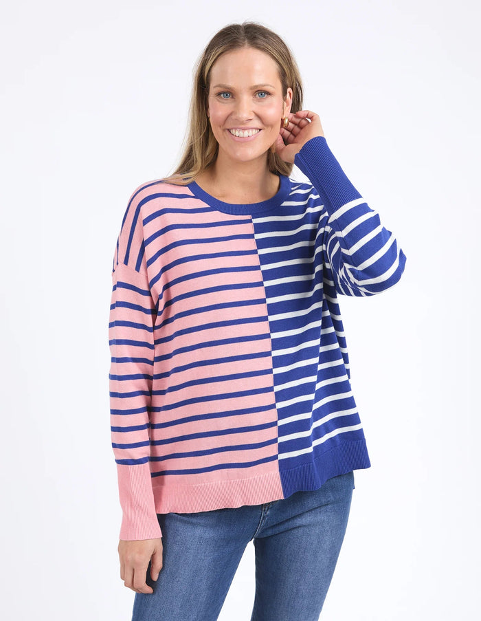Louise Spliced Knit - Deep Blue/Pink Blush - Sare StoreElmKnit