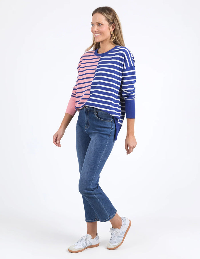 Louise Spliced Knit - Deep Blue/Pink Blush - Sare StoreElmKnit