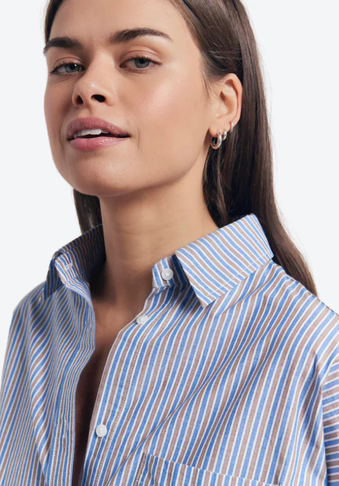 Betty Stripe Shirt - Blue/Brown Stripe