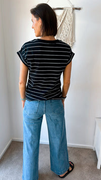 Rhodes Tee - Black with White Stripe - Sare StoreLittle LiesT-shirt