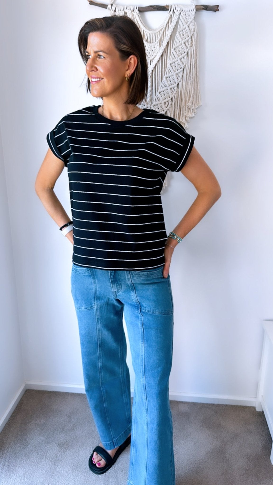 Rhodes Tee - Black with White Stripe - Sare StoreLittle LiesT-shirt