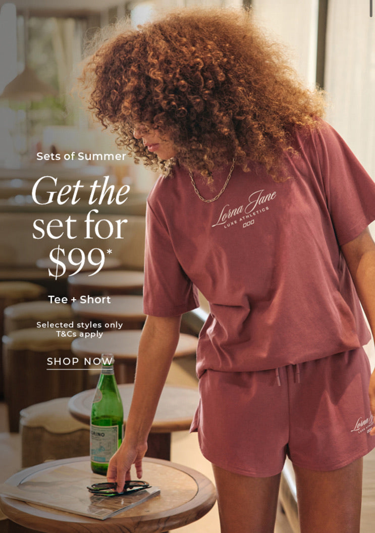 LORNA JANE TEE + SHORT SET $99