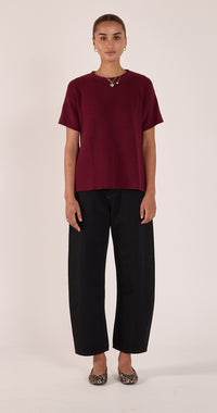 Jasper Knitted Tee - Burgundy