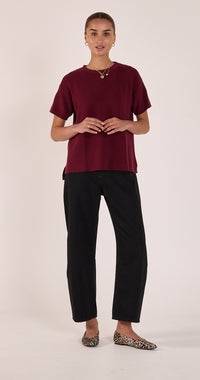 Jasper Knitted Tee - Burgundy