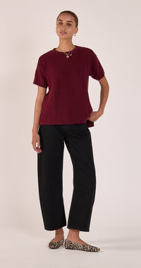 Jasper Knitted Tee - Burgundy