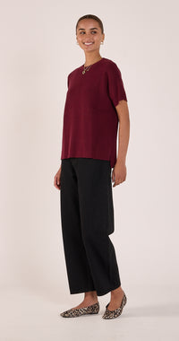 Jasper Knitted Tee - Burgundy