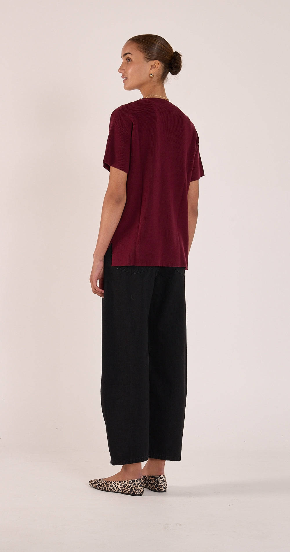 Jasper Knitted Tee - Burgundy