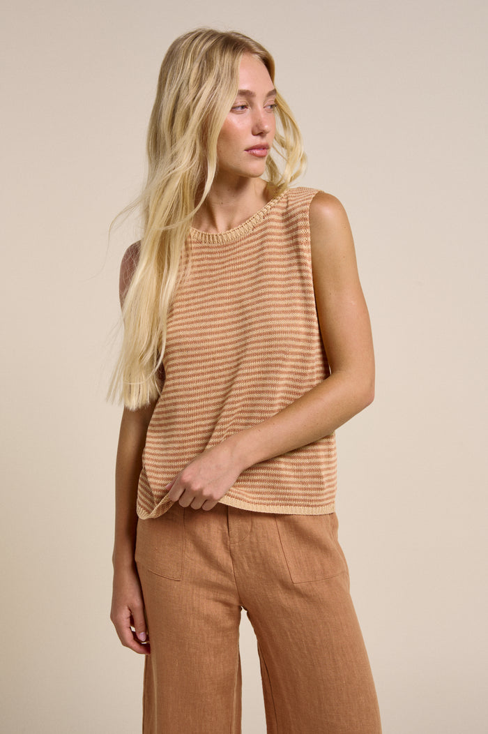 Stripe Spring Tank - Mustard/Rust