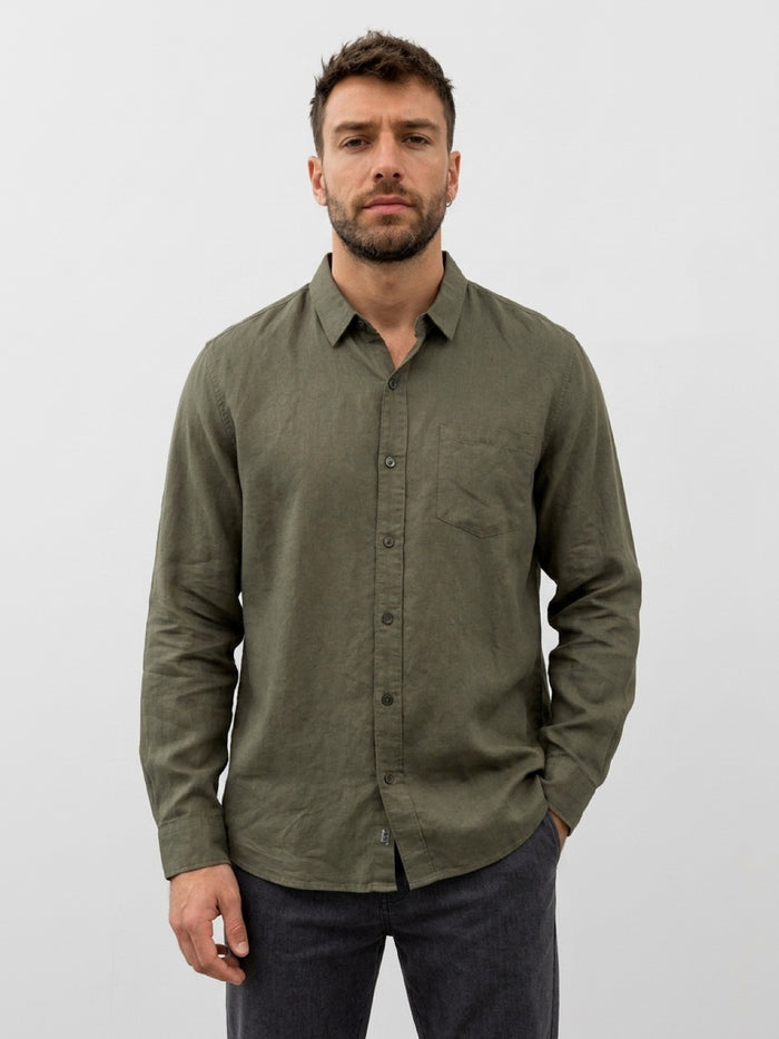 Linen Long Sleeve Shirt II - Khaki