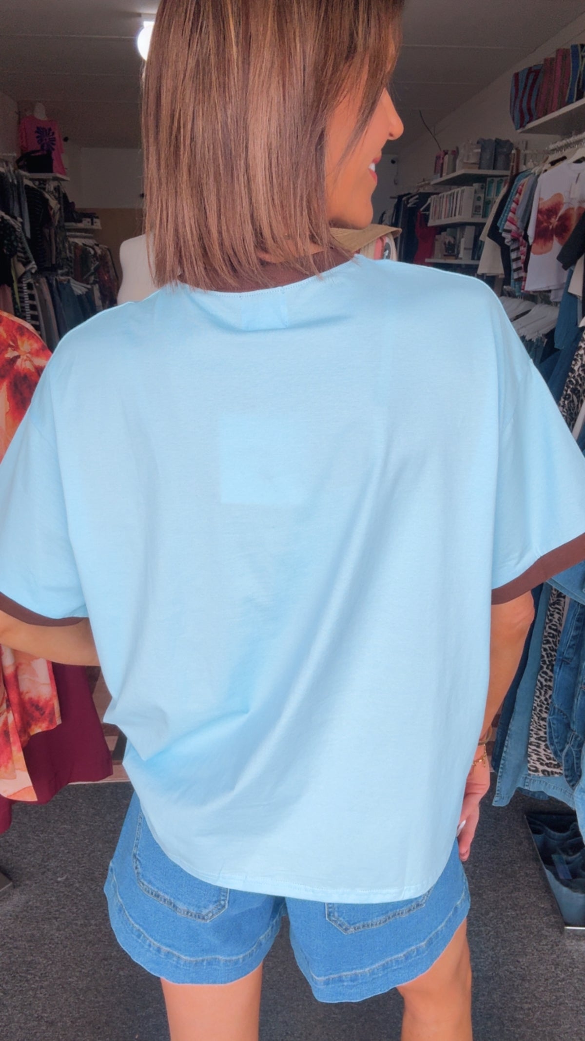 Giddy Up T-shirt - Blue/Brown