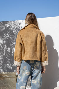 Two Way Reversible Teddy Jacket - Tan/Natural