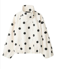 Funnel Press Stud Polka Dot Jacket – WhiteBlack