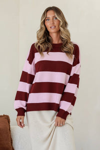 Brady Bunch Knit - Wine/Pink