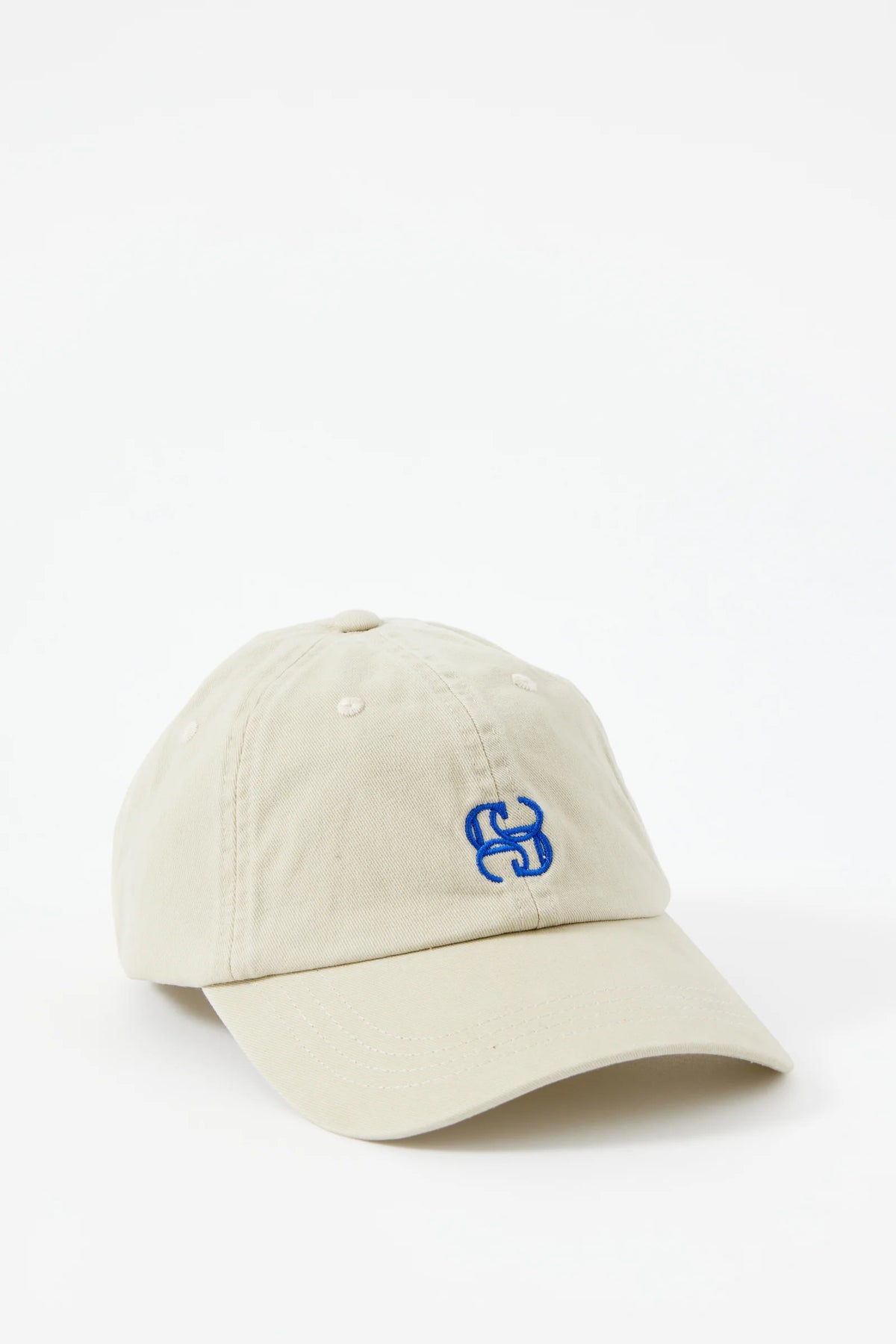 Pip Everyday Cap - Stone/Blue Monogram Embroidery