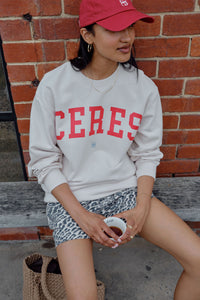 Isla Oversized Slouch - Buff Fiery Red Heritage Logo