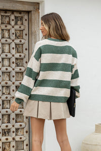 Brady Bunch Knit - Khaki/Latte Stripe