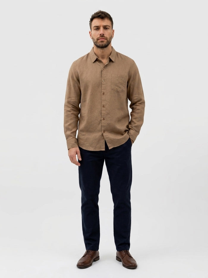 Linen Long Sleeve Shirt II - Tan