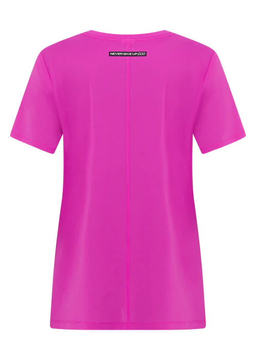 Never Give Up Active T-Shirt - Electric Pink