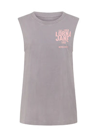 Never Give Up Washed Tank - Washed Dark Concrete Grey