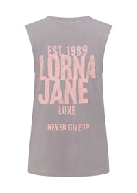 Never Give Up Washed Tank - Washed Dark Concrete Grey