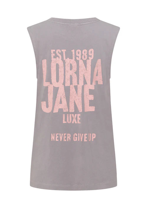 Never Give Up Washed Tank - Washed Dark Concrete Grey