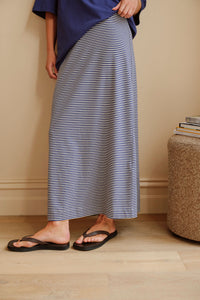 Clara Column Skirt - Stone Mini Stripe