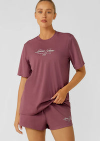Luxe Athletic Relaxed T-Shirt - Renaissance Rose - $99 T-SHIRT & SHORT SET