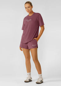 Luxe Athletic Relaxed Shorts - Renaissance Rose - $99 T-SHIRT & SHORT SET