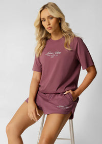 Luxe Athletic Relaxed Shorts - Renaissance Rose - $99 T-SHIRT & SHORT SET