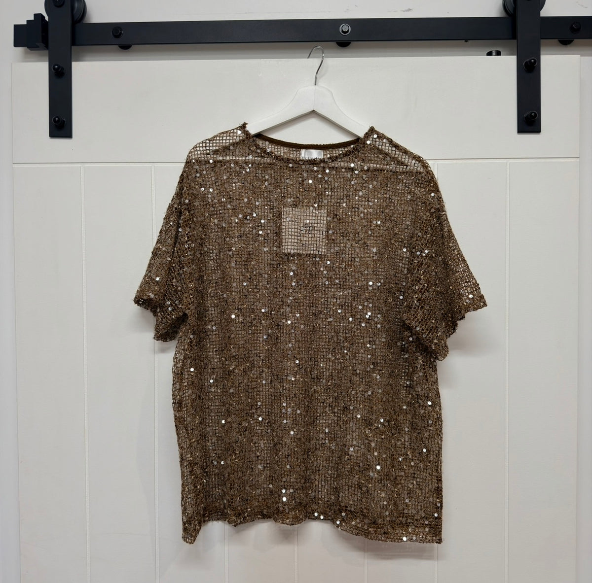 Mocha Sequins Knit Oversized Tee