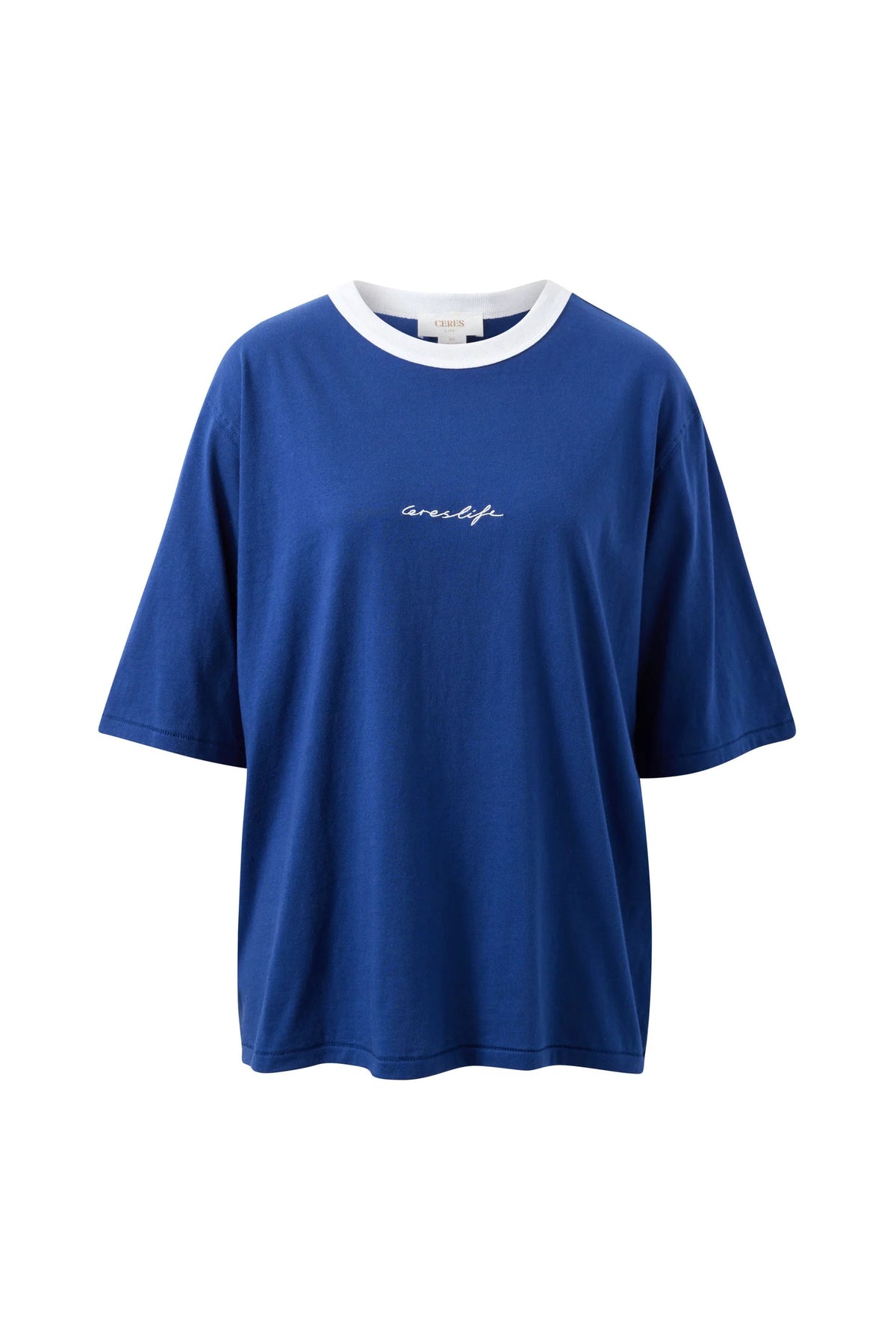 Luna Relaxed Tee - Prussian Blue/Ceres Script Embroidery