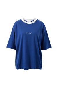 Luna Relaxed Tee - Prussian Blue/Ceres Script Embroidery