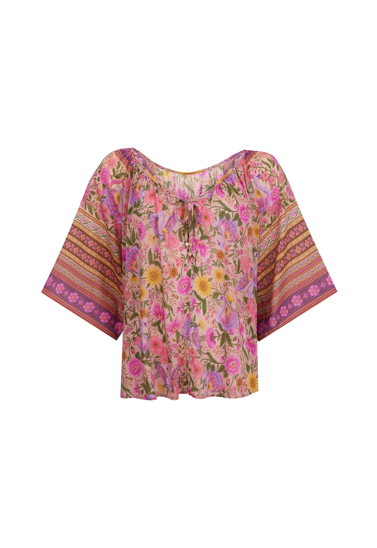 Swan Lake Short Sleeve Blouse - Lilac Rose Pink