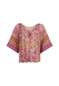 Swan Lake Short Sleeve Blouse - Lilac Rose Pink