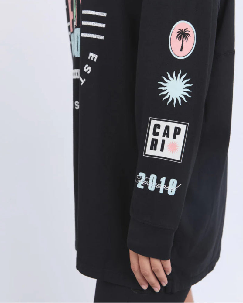 Vibes Long Sleeve Tee Shirt - Washed Black