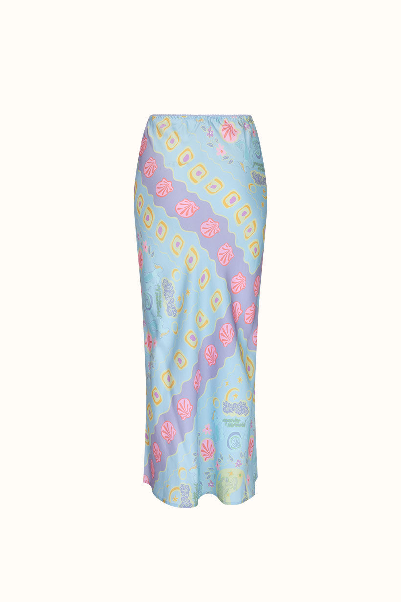 Aquarius Bias Maxi Skirt - Sky Blue