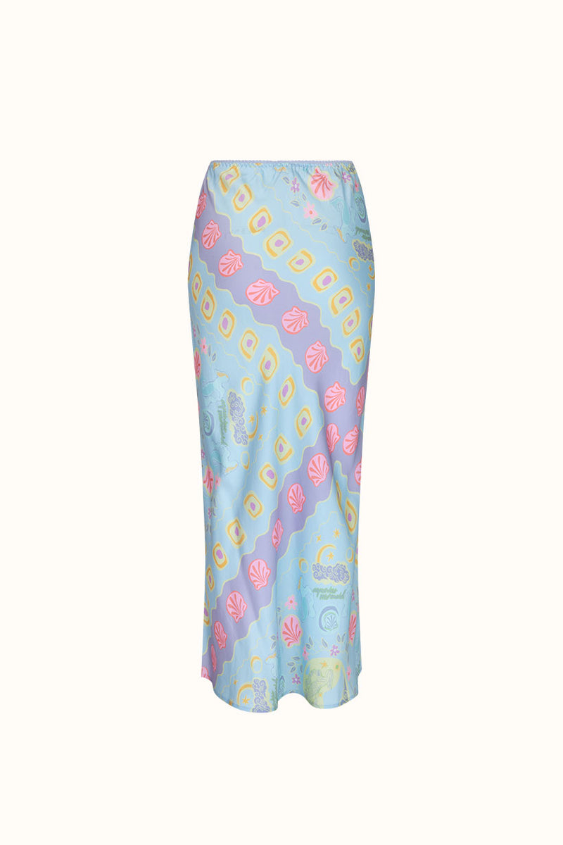 Aquarius Bias Maxi Skirt - Sky Blue