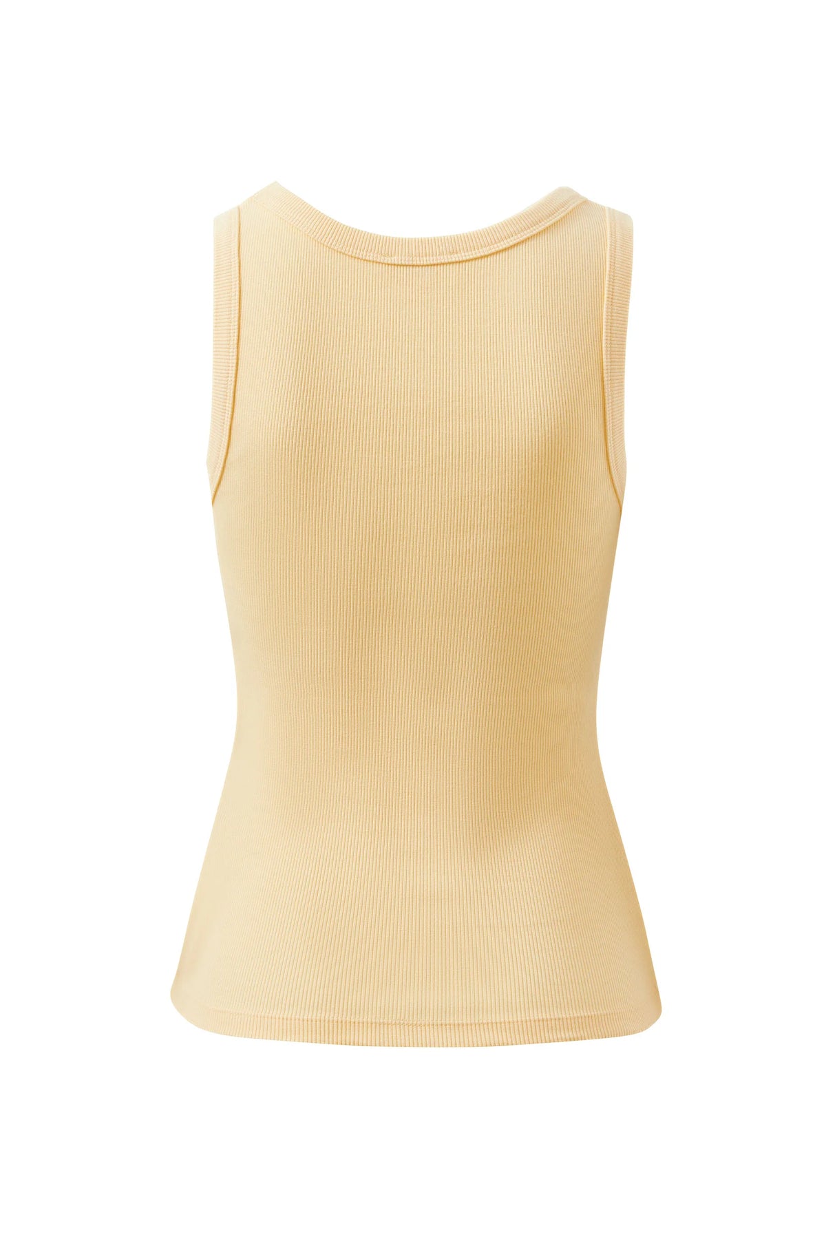 Zoe Contour Rib Scoop Tank - Butter/Prussian Blue Monogram
