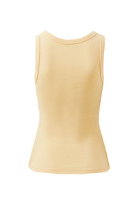 Zoe Contour Rib Scoop Tank - Butter/Prussian Blue Monogram