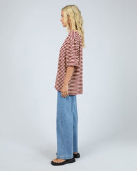 Paloma Oversized Stripe Tee - Wine