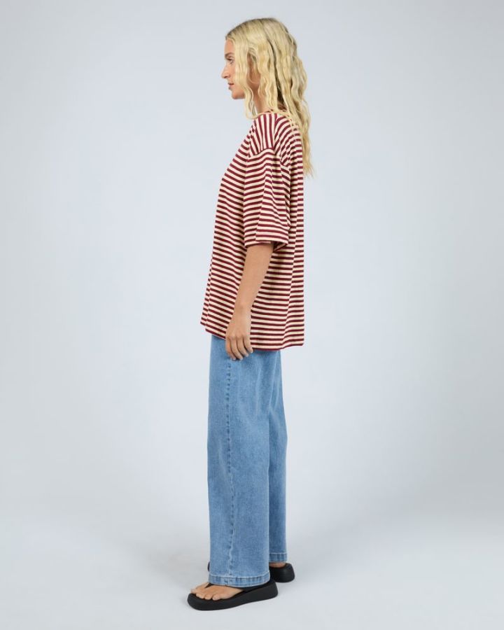 Paloma Oversized Stripe Tee - Wine