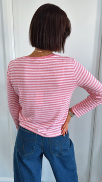 Athena Stripe L/S Basic - Pink