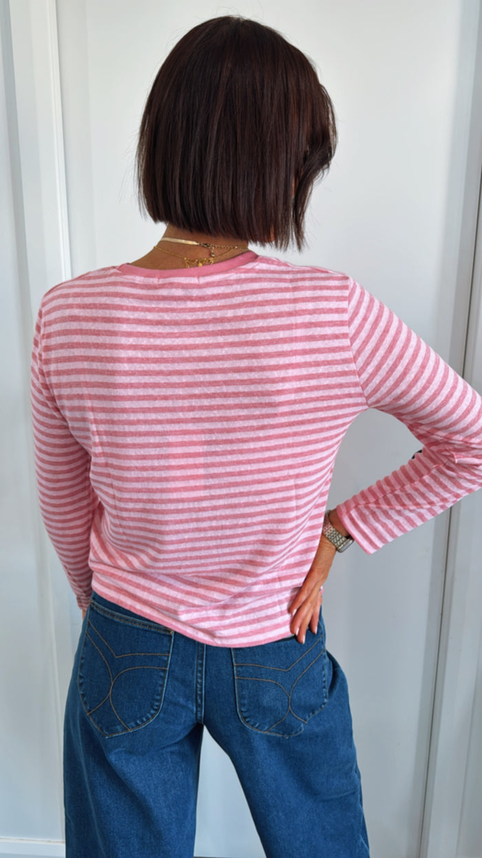 Athena Stripe L/S Basic - Pink