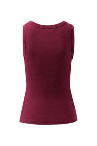 Zoe Contour Rib Scoop Tank - Pomegranate/Monogram Embroidery
