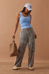 Zoe Contour Rib Scoop Tank -Powder Blue/ Monogram Embroidery
