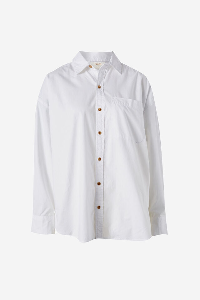 Peta Oversized Shirt - White Organic Cotton