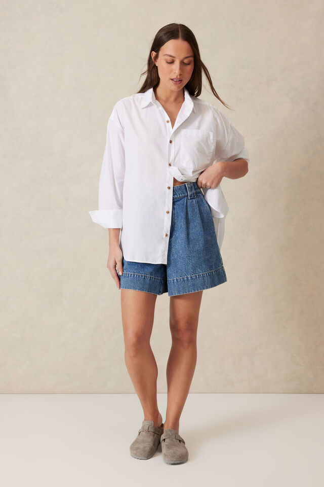 Peta Oversized Shirt - White Organic Cotton